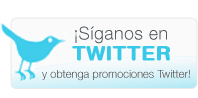 &iexcl;S&iacute;ganos en TWITTER y obtenga promociones Twitter!